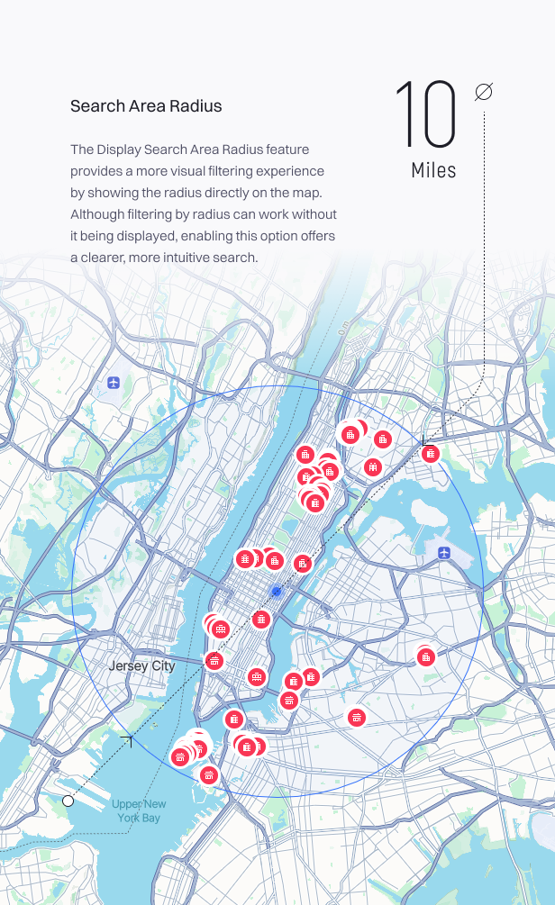 Display Search Area Radius